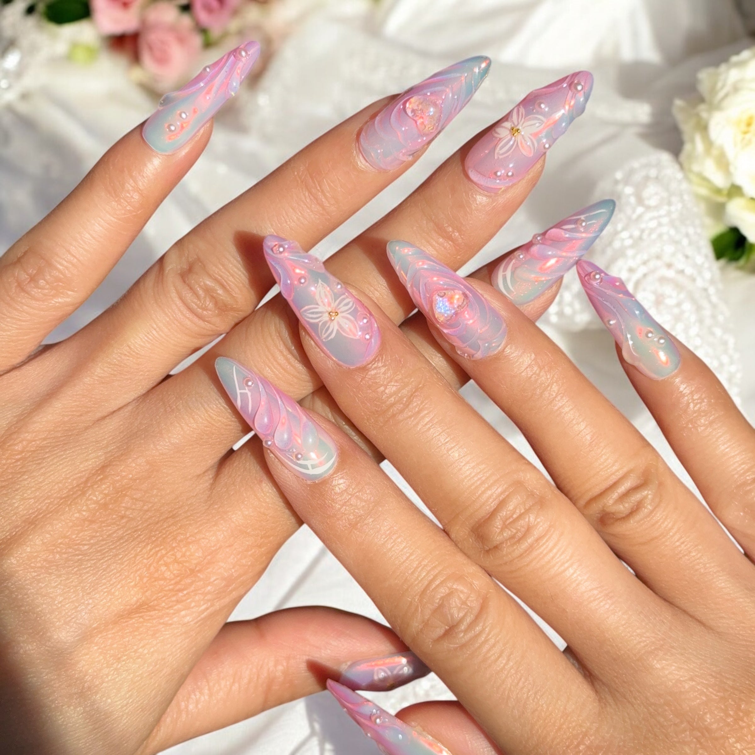 Peach pink 3D flower