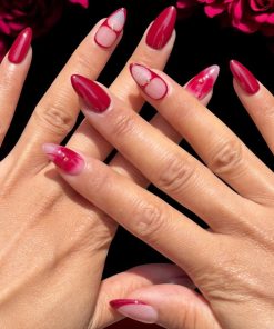 Red french tip flower set